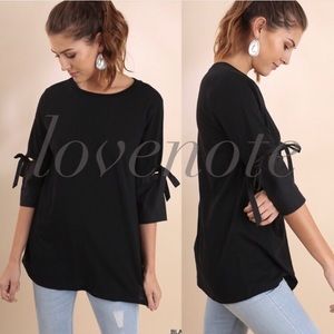 Cute Lovenote oversized Black Tunic Tie Top. Med